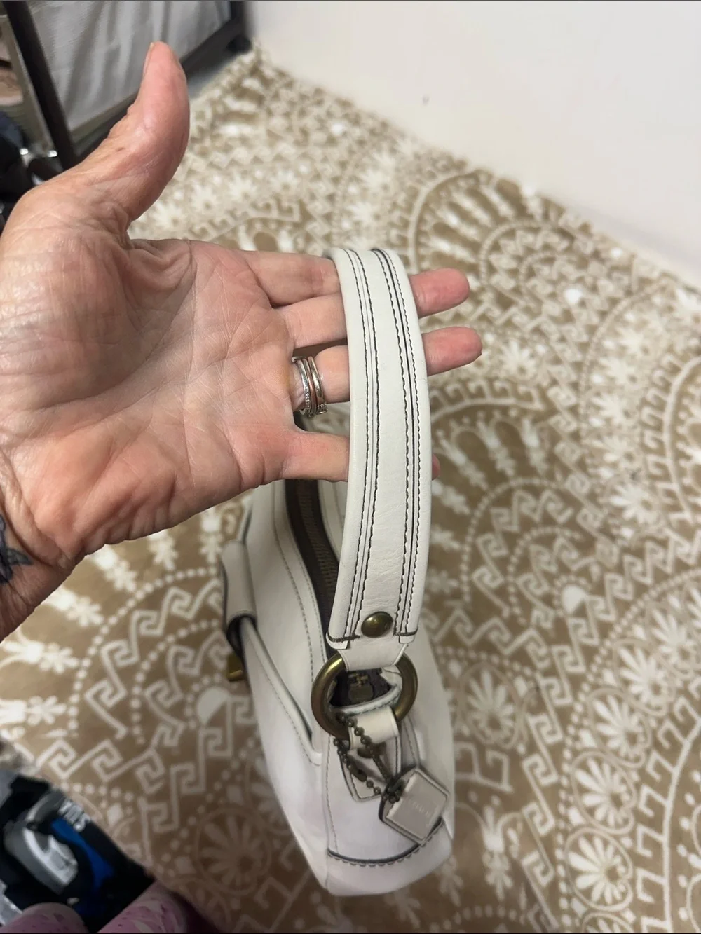 Coach Vintage Legacy 65th Anniversary Cream Leather Shoulder Bag with Turnlock